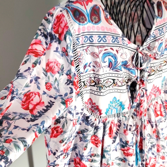 Misslook top blouse size L flower pattern Cotton Polyester Very good condition - Picture 8 of 14